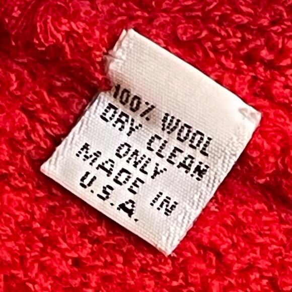 VINTAGE 90s Christian A Chenille Trim Sweater Knit Wool Cardigan Jacket Size S - Picture 6 of 6